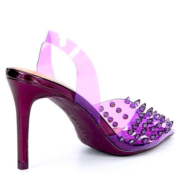New Carvela Lápiz Clear Studded Sling Pumps - Picture 3 of 15